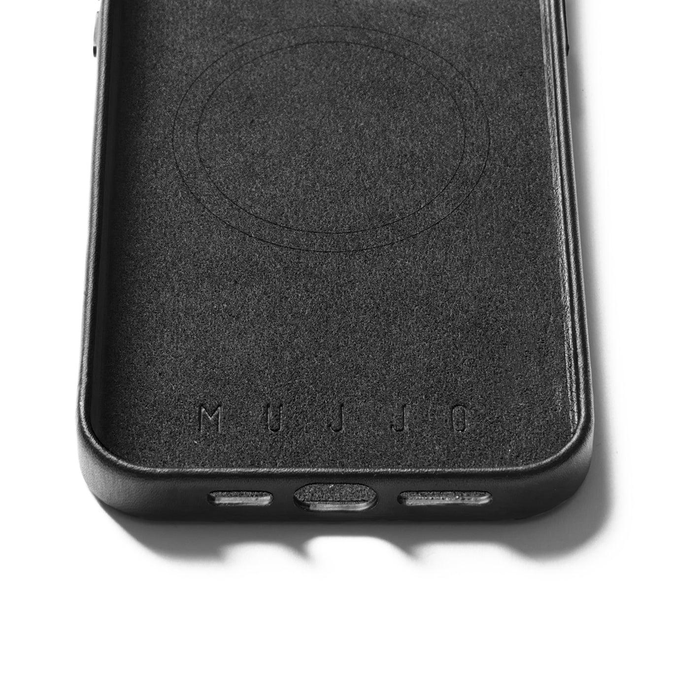 Mujjo Full Leather Case for iPhone 15 Pro Max, Black