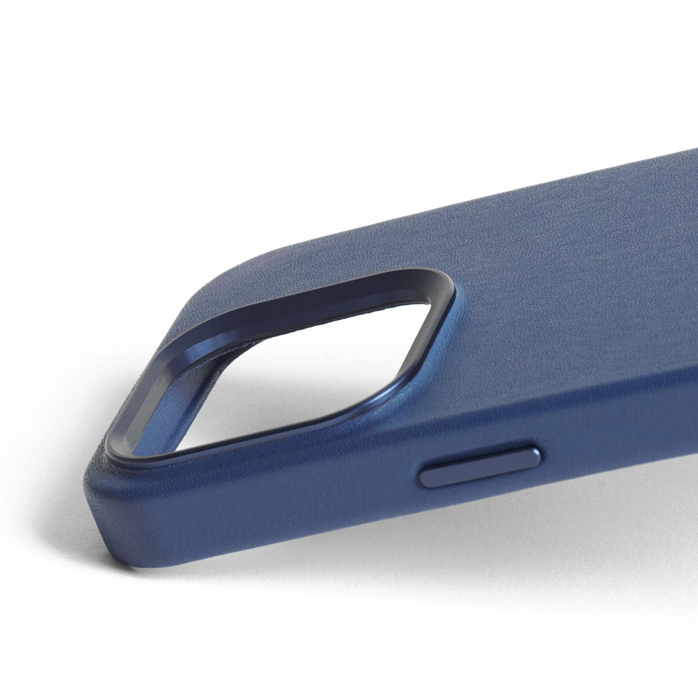 Mujjo Full Leather Case for iPhone 15 Pro Max, Monaco Blue