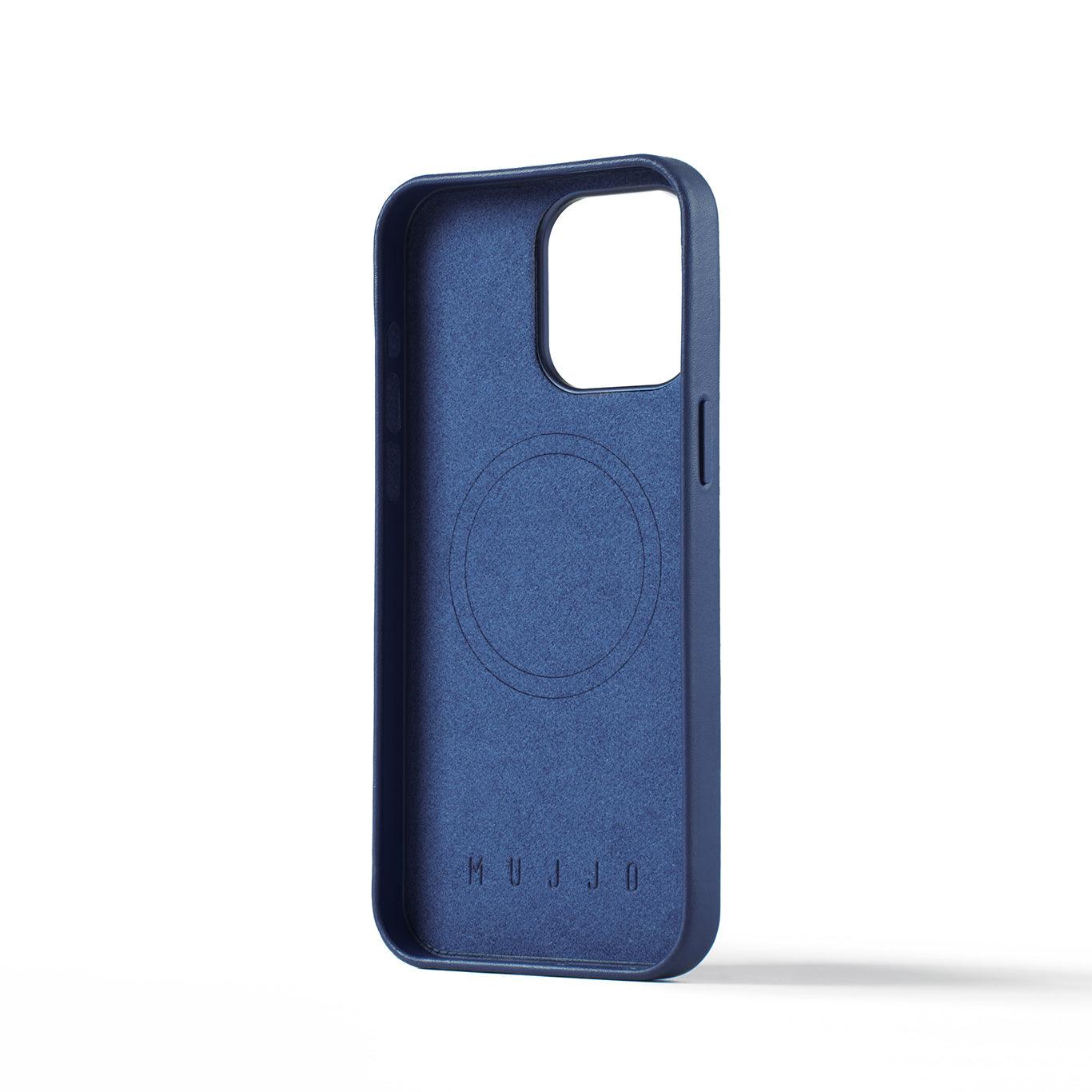 Mujjo Full Leather Case for iPhone 15 Pro Max, Monaco Blue