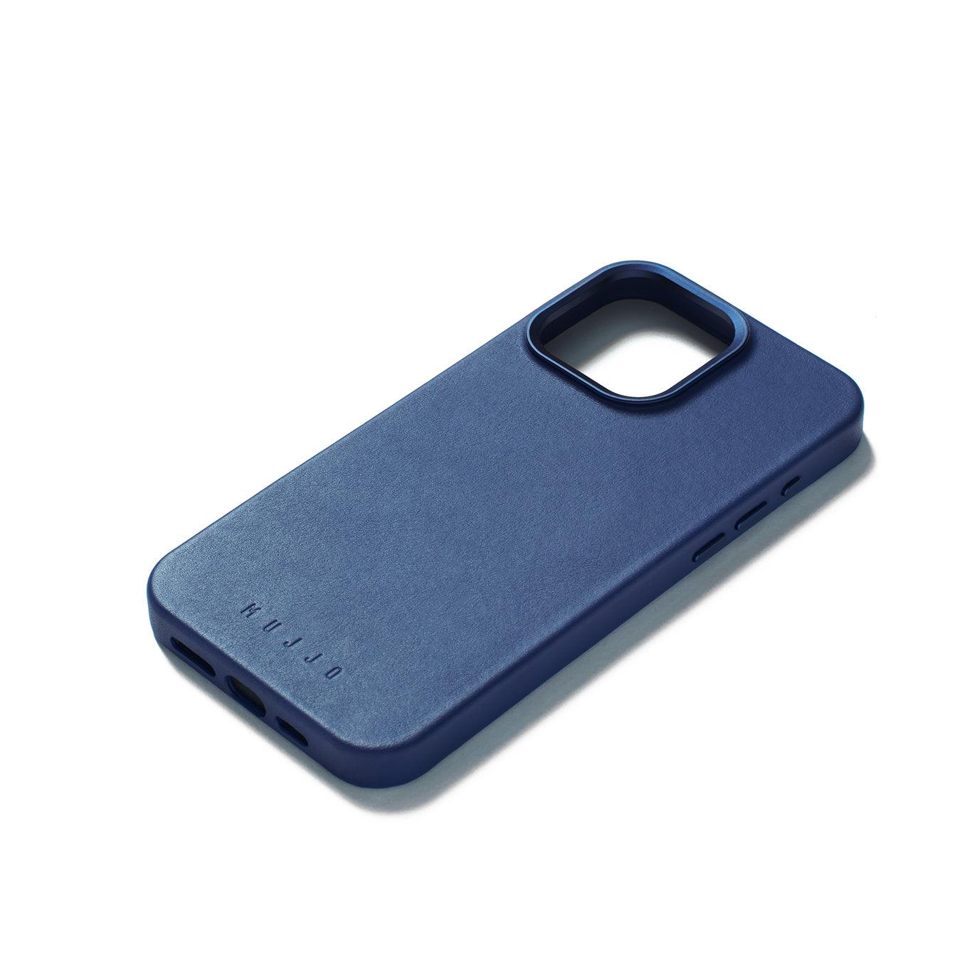 Mujjo Full Leather Case for iPhone 15 Pro Max, Monaco Blue