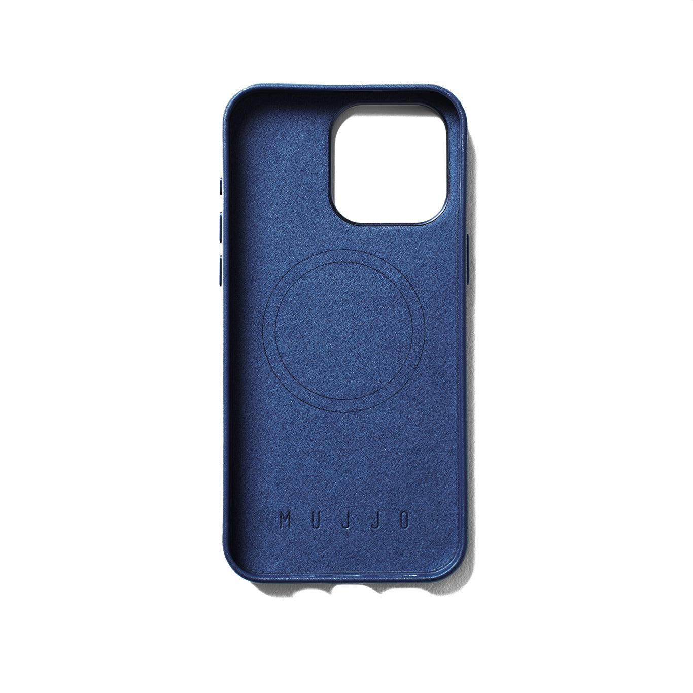 Mujjo Full Leather Case for iPhone 15 Pro Max, Monaco Blue