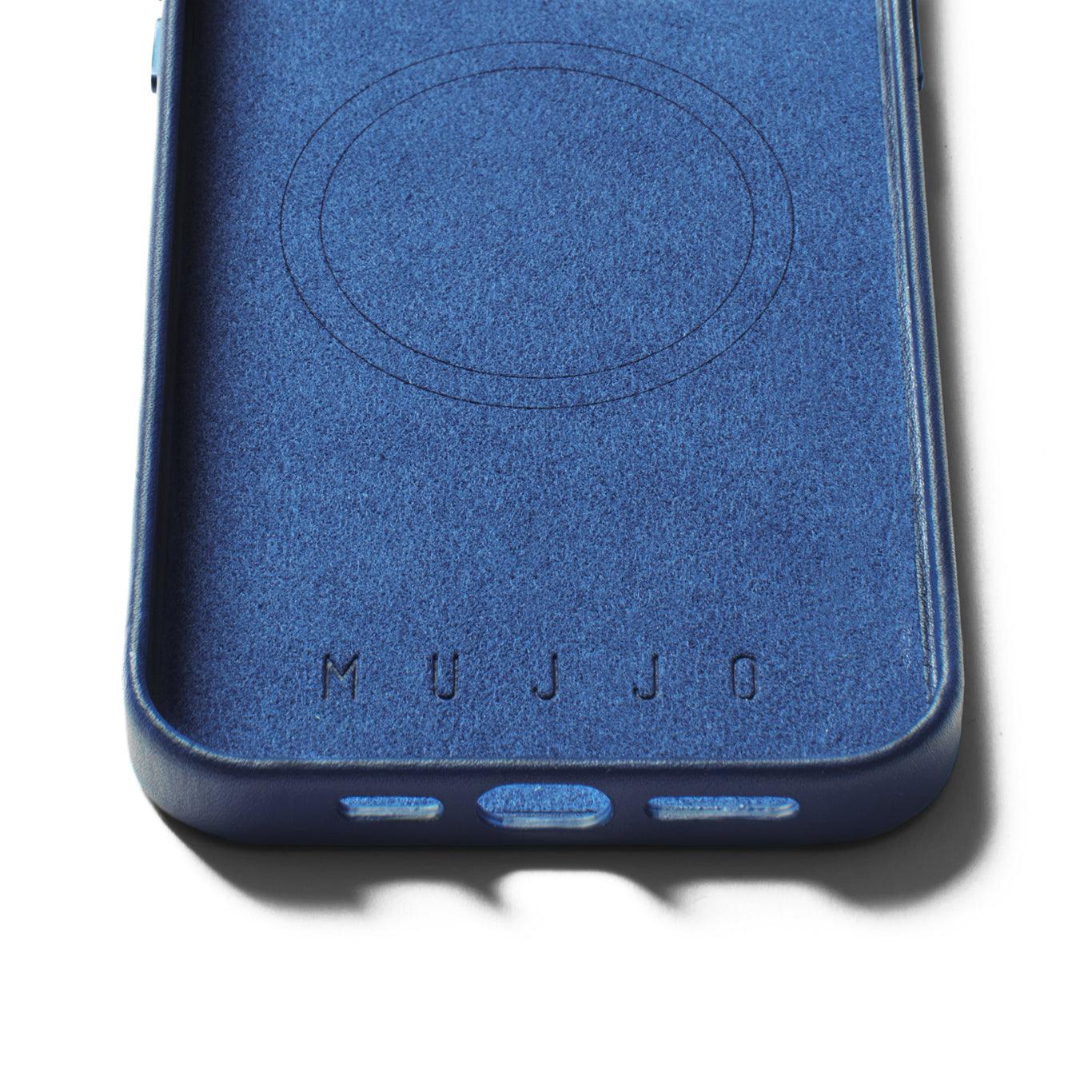 Mujjo Full Leather Case for iPhone 15 Pro Max, Monaco Blue