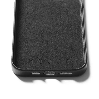 Mujjo Full Leather Wallet Case for iPhone 15 Pro, Black 