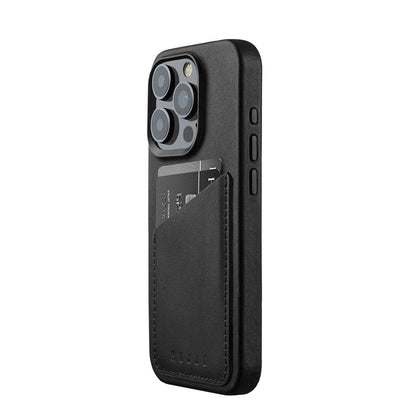 Mujjo Full Leather Wallet Case for iPhone 15 Pro, Black 