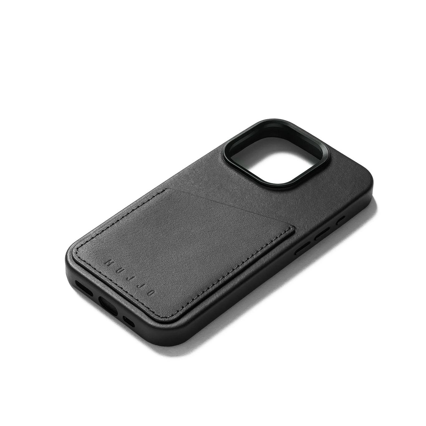 Mujjo Full Leather Wallet Case for iPhone 15 Pro, Black 