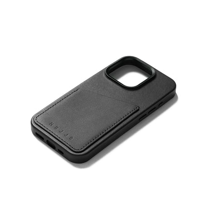 Mujjo Full Leather Wallet Case for iPhone 15 Pro, Black 
