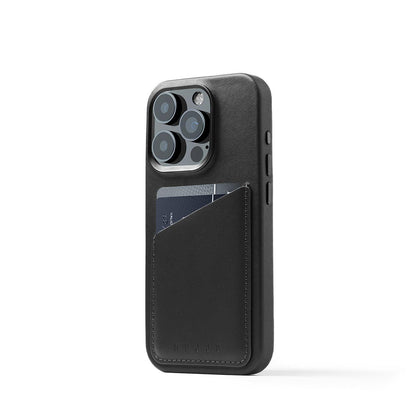 Mujjo Full Leather Wallet Case for iPhone 15 Pro, Black 