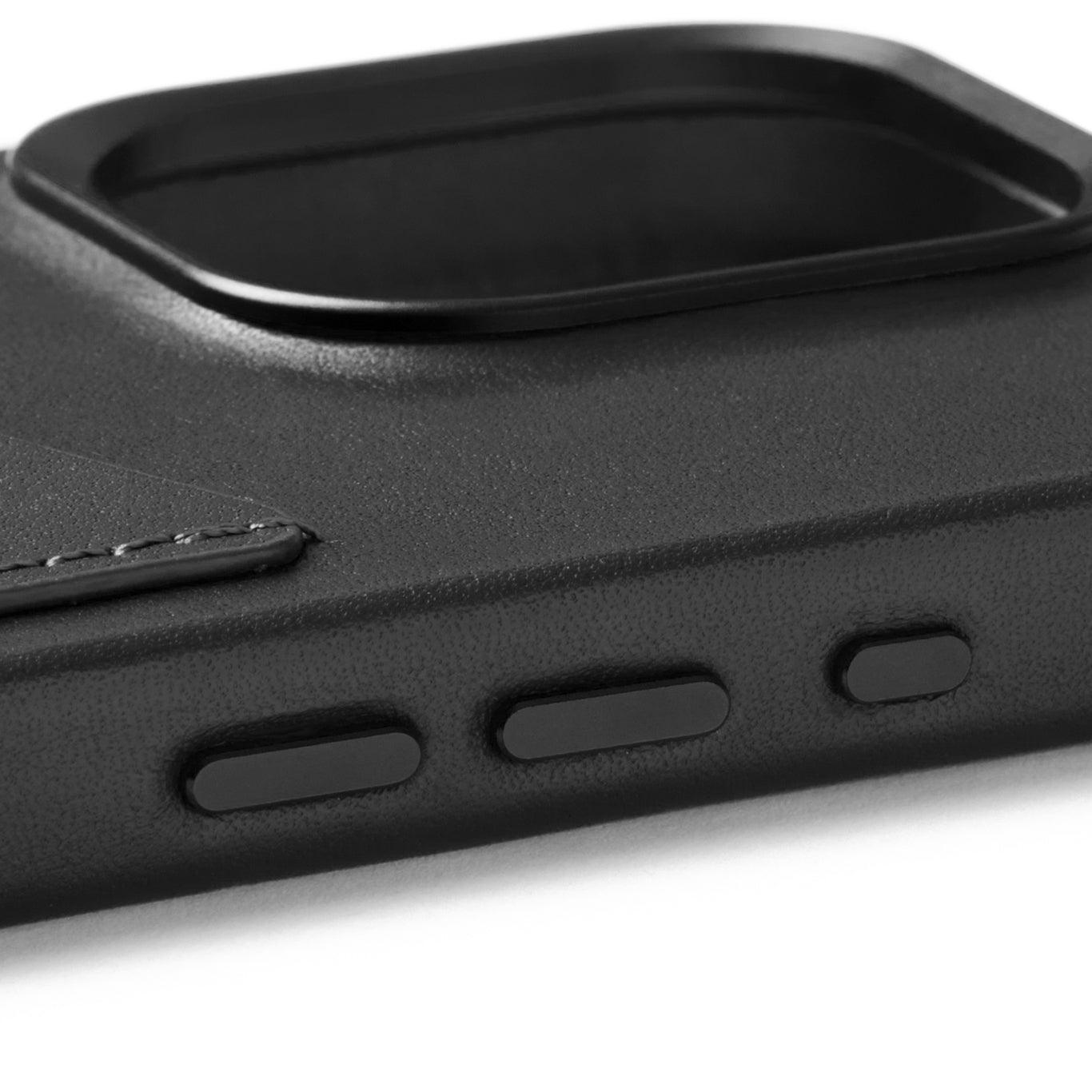 Mujjo Full Leather Wallet Case for iPhone 15 Pro, Black 