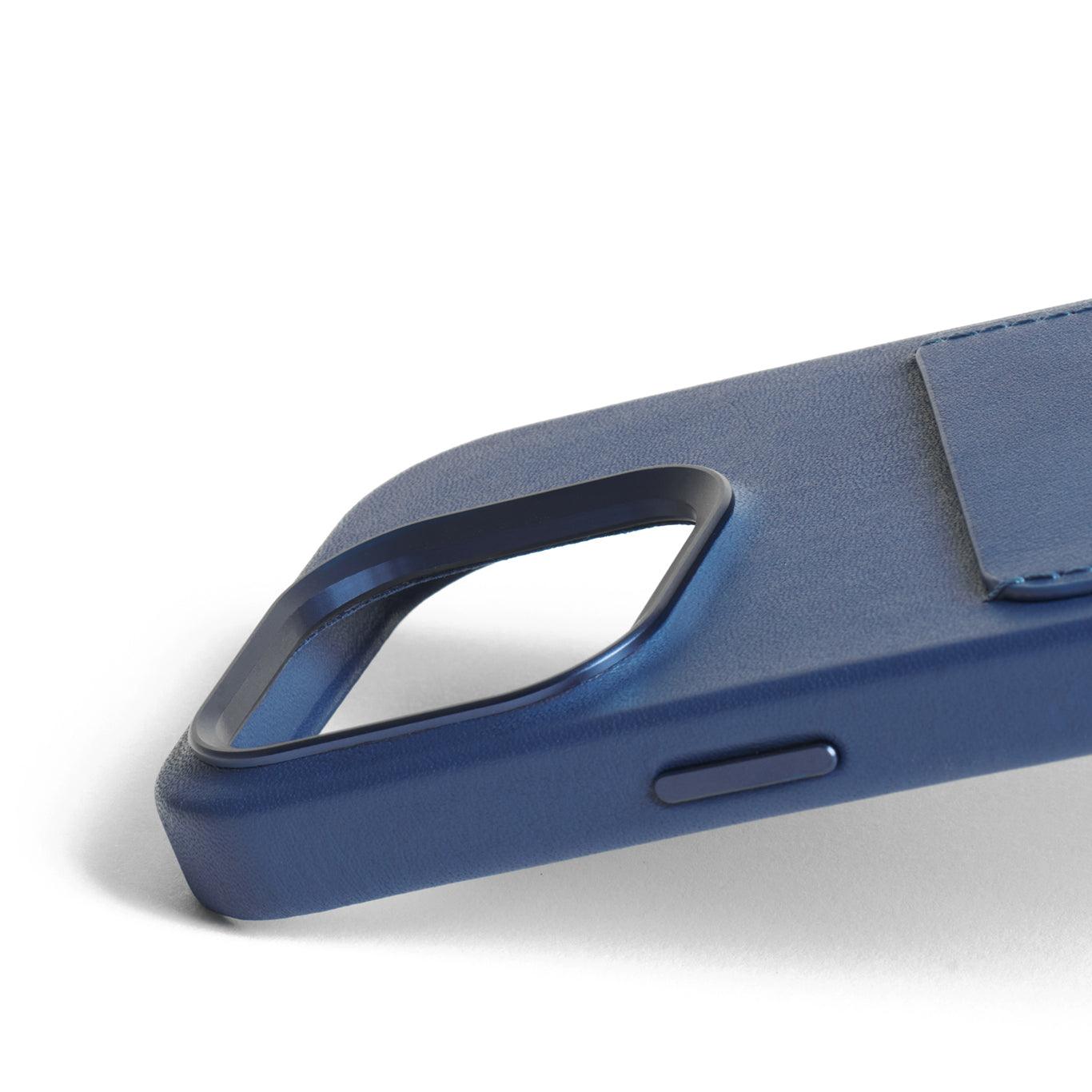 Mujjo Full Leather Wallet Case for iPhone 15 Pro, Monaco Blue