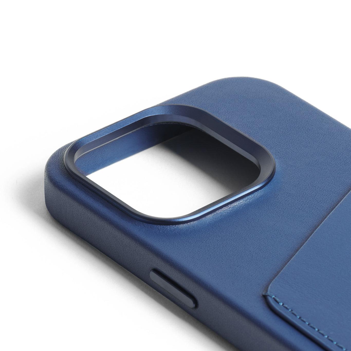 Mujjo Full Leather Wallet Case for iPhone 15 Pro, Monaco Blue