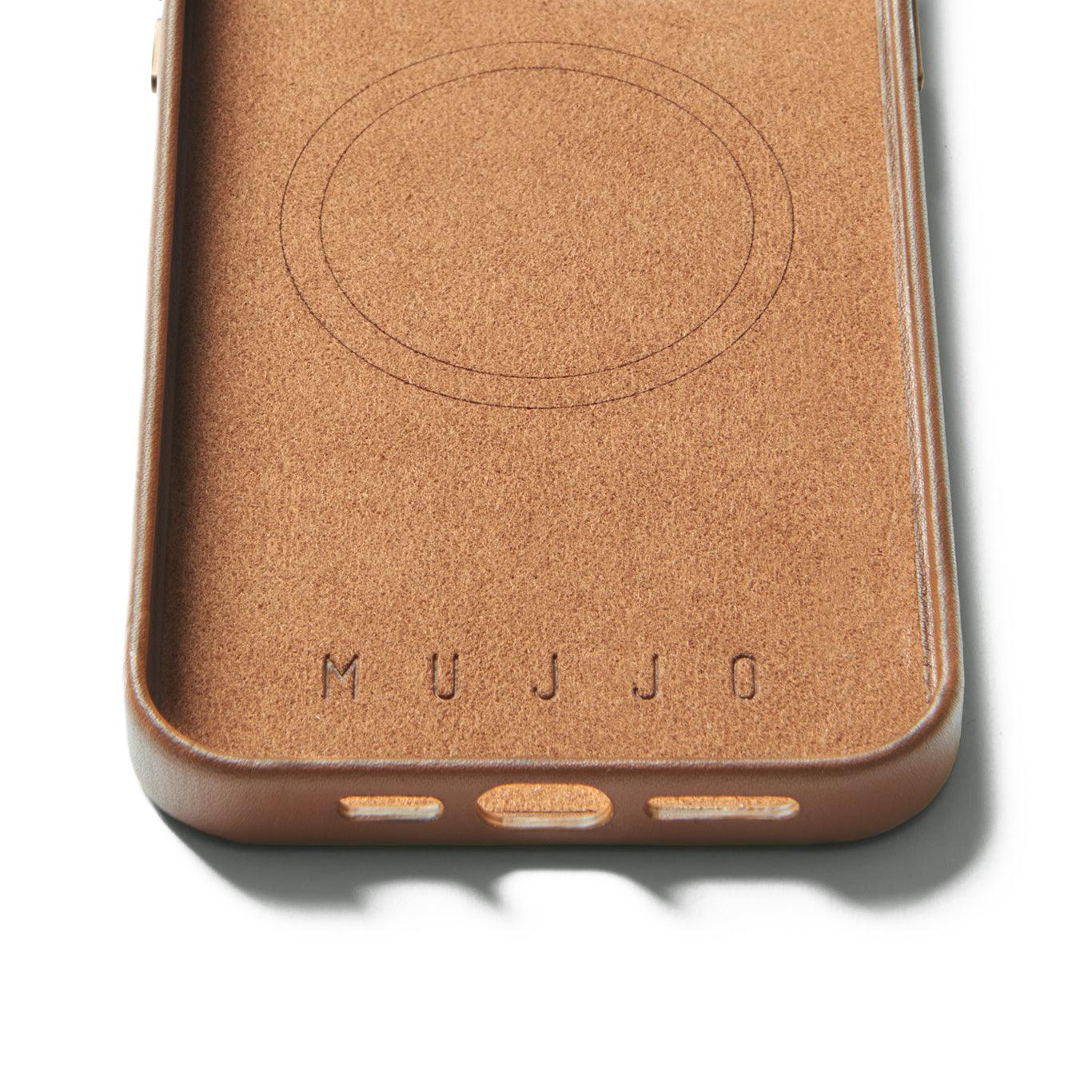 Mujjo Full Leather Wallet Case for iPhone 15 Pro, Tan