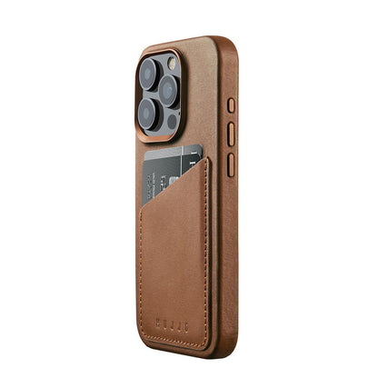 Mujjo Full Leather Wallet Case for iPhone 15 Pro, Tan