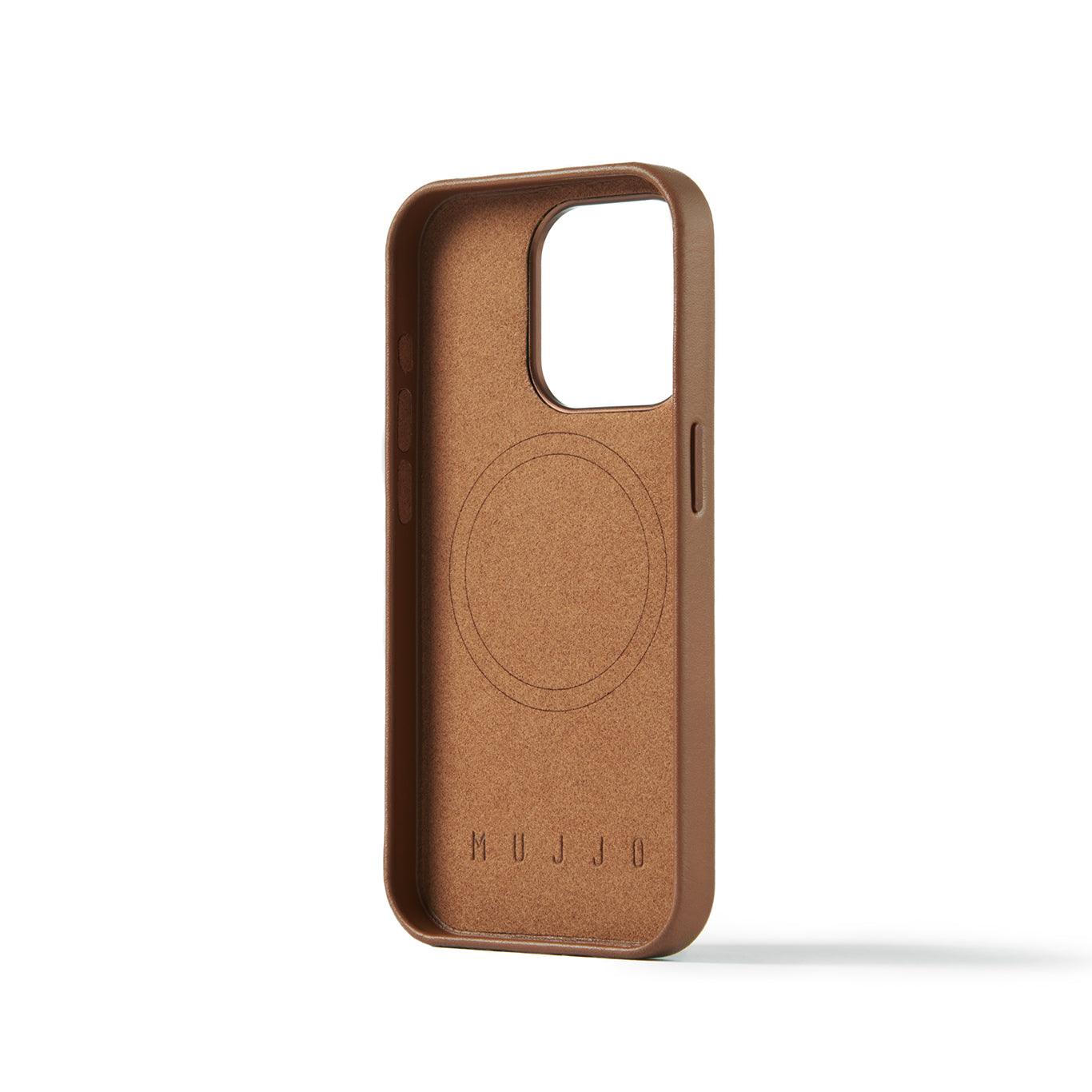 Mujjo Full Leather Wallet Case for iPhone 15 Pro, Tan