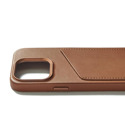 Mujjo Full Leather Wallet Case for iPhone 15 Pro, Tan
