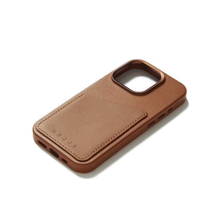 Mujjo Full Leather Wallet Case for iPhone 15 Pro, Tan