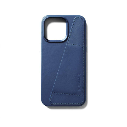 Mujjo Full Leather Wallet Case for iPhone 15 Pro Max, Monaco Blue