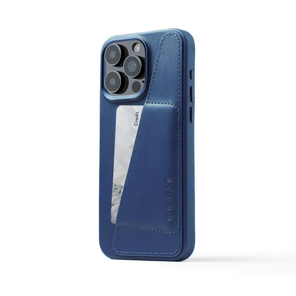 Mujjo Full Leather Wallet Case for iPhone 15 Pro Max, Monaco Blue