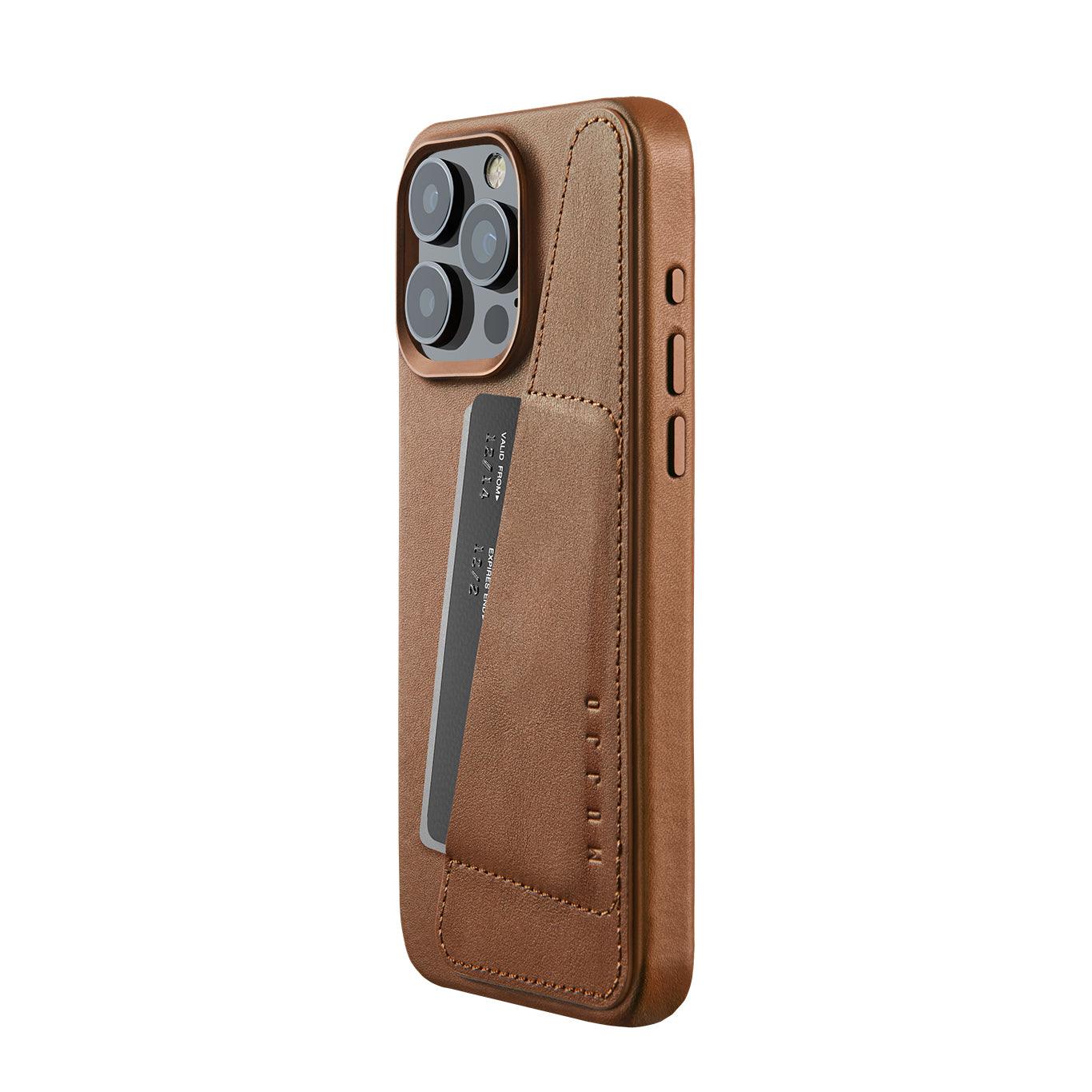 Mujjo Full Leather Wallet Case for iPhone 15 Pro Max, Tan