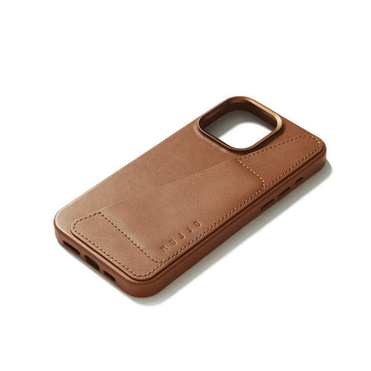 Mujjo Full Leather Wallet Case for iPhone 15 Pro Max, Tan