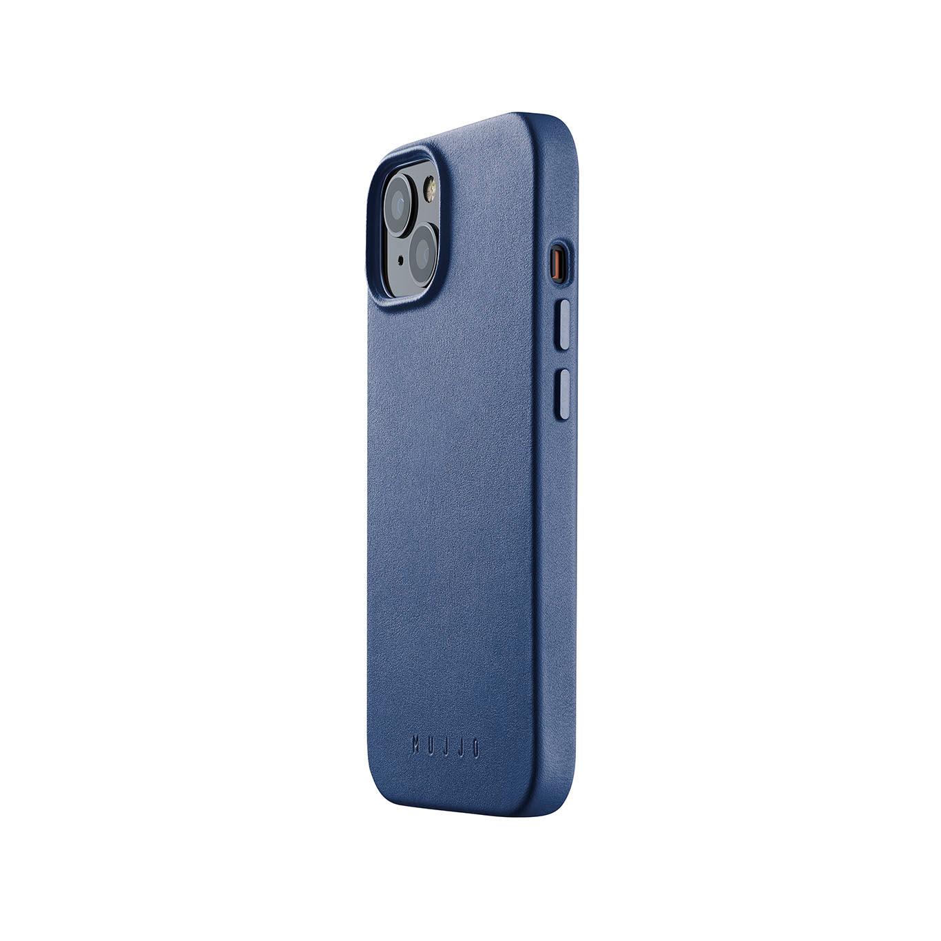 Mujjo Full Leather Case for iPhone 14, Monaco Blue