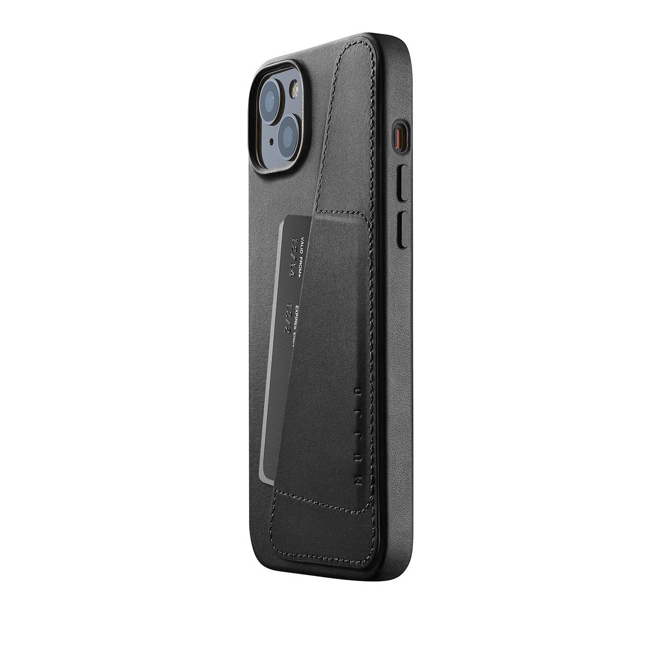 Mujjo Full Leather Wallet Case for iPhone 14 Plus, Black