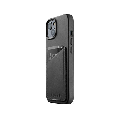 Mujjo Full Leather Wallet Case for iPhone 14, Black