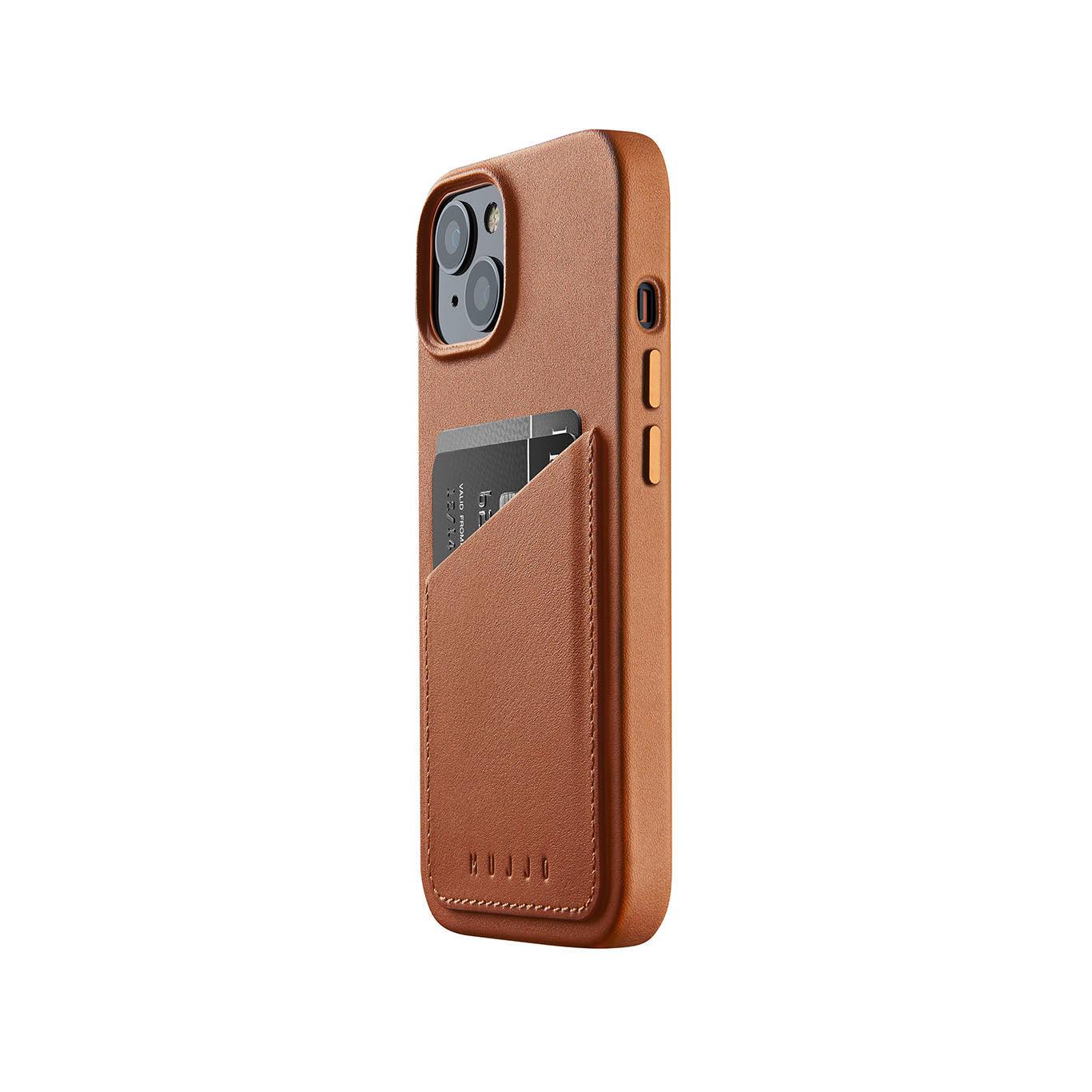 Mujjo Full Leather Wallet Case for iPhone 14, Tan