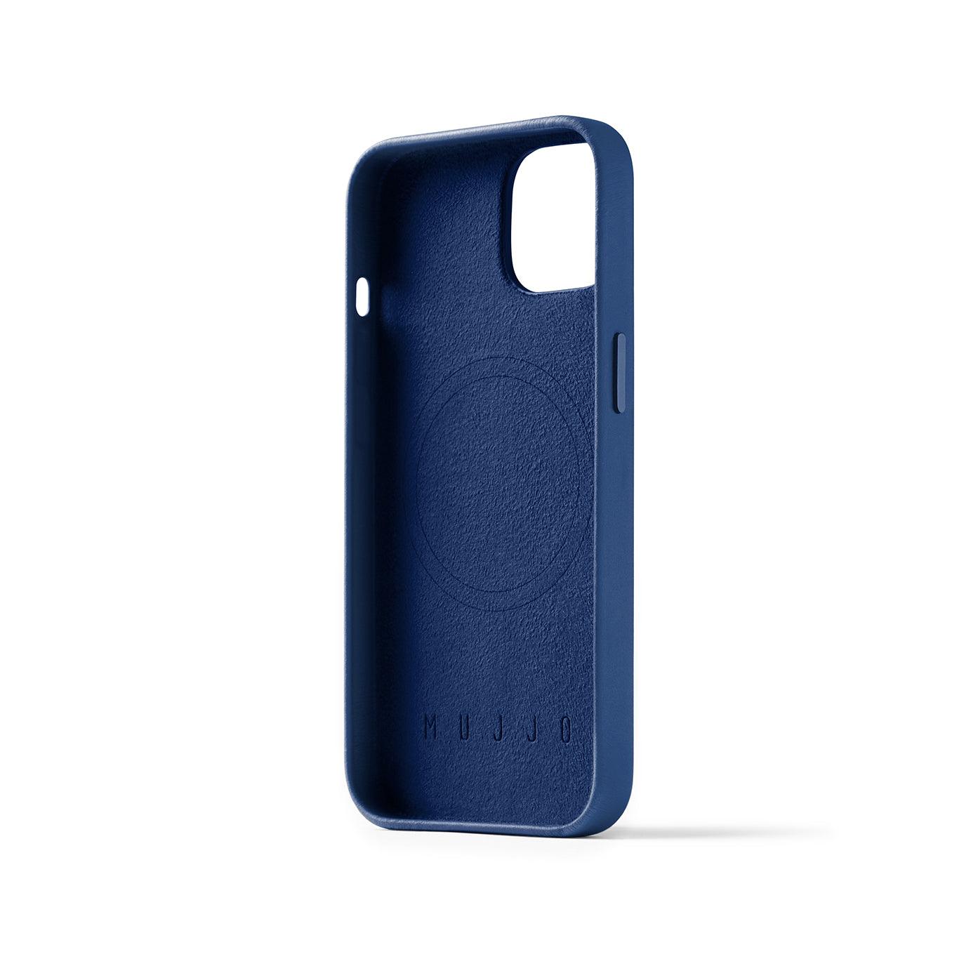 Mujjo Full Leather Case for iPhone 14, Monaco Blue