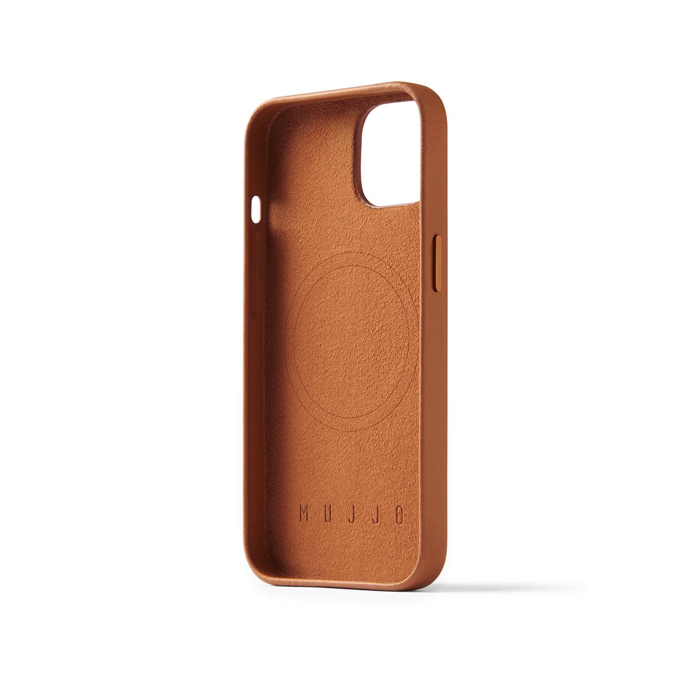 Mujjo Full Leather Wallet Case for iPhone 14, Tan