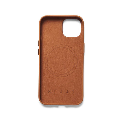 Mujjo Full Leather Wallet Case for iPhone 14, Tan