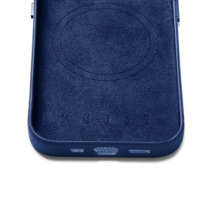 Mujjo Full Leather Case for iPhone 14, Monaco Blue