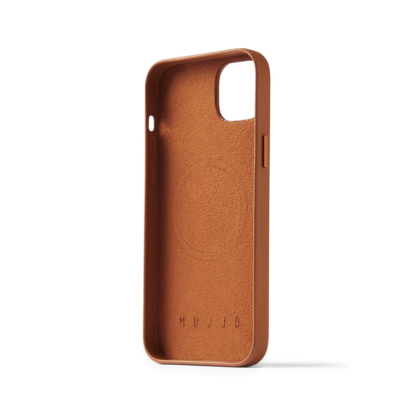 Mujjo Full Leather Wallet Case for iPhone 14 Plus, Tan