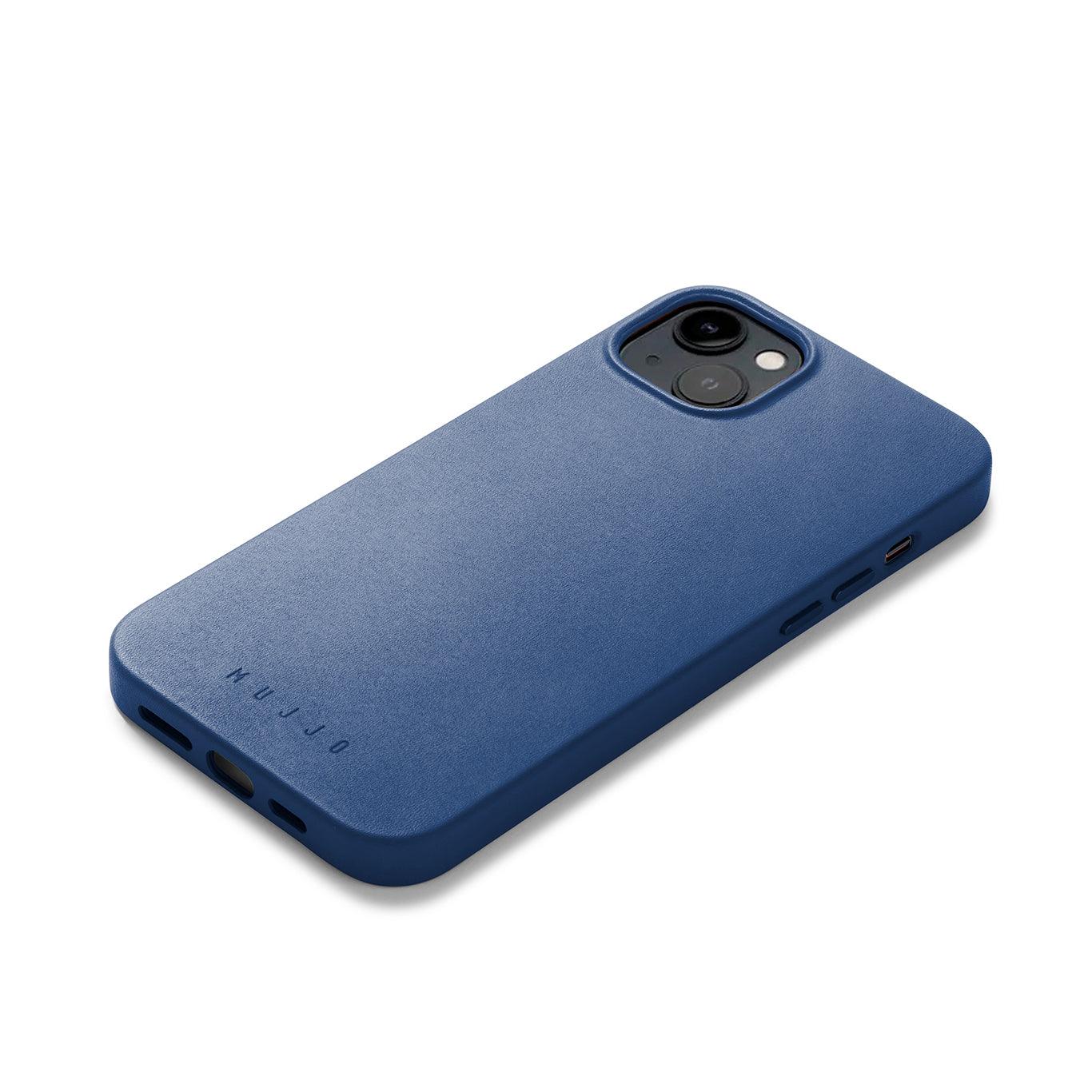 Mujjo Full Leather Case for iPhone 14 Plus, Monaco Blue