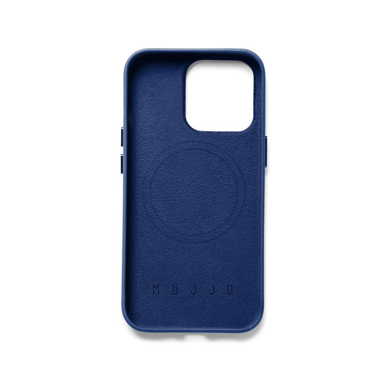Mujjo Full Leather Case for iPhone 14 Pro, Monaco Blue