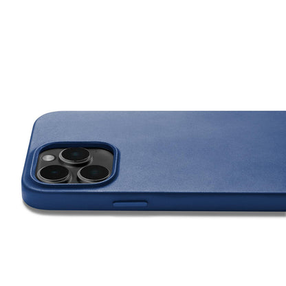 Mujjo Full Leather Case for iPhone 14 Pro Max, Monaco Blue, side button