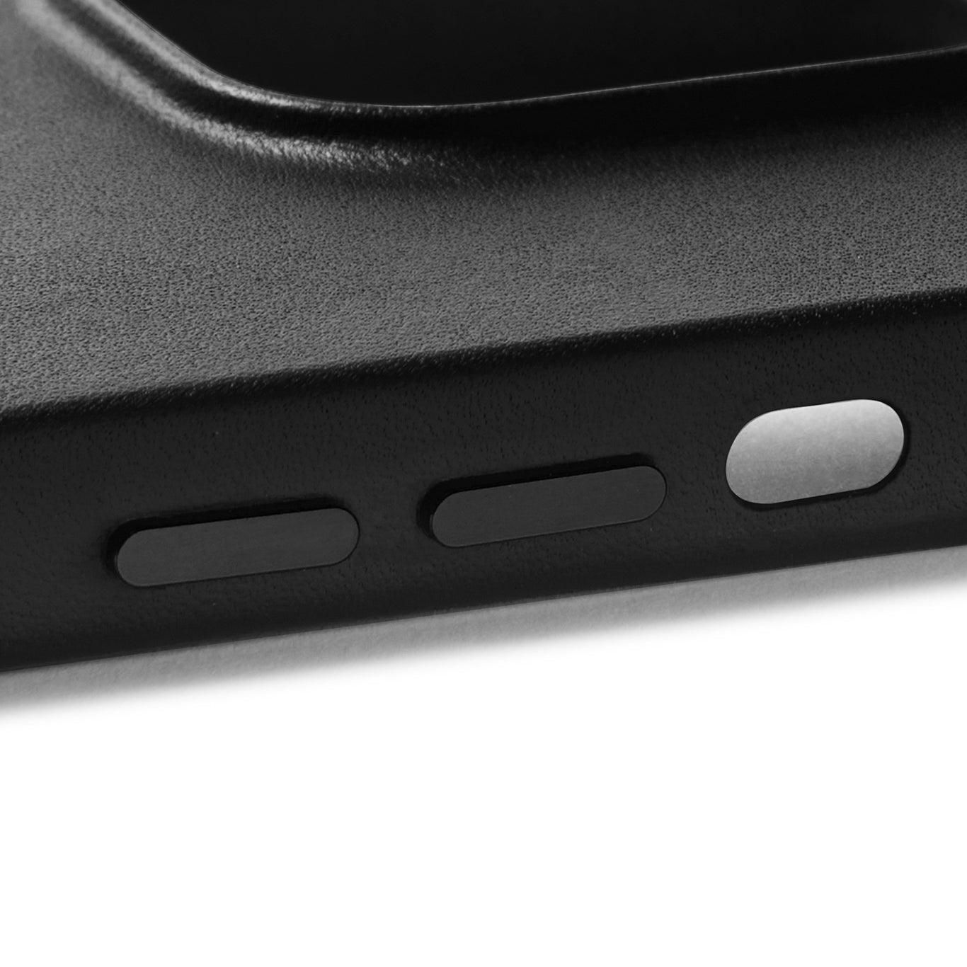 Mujjo Full Leather Case for iPhone 14 Pro Max, Black, side buttons