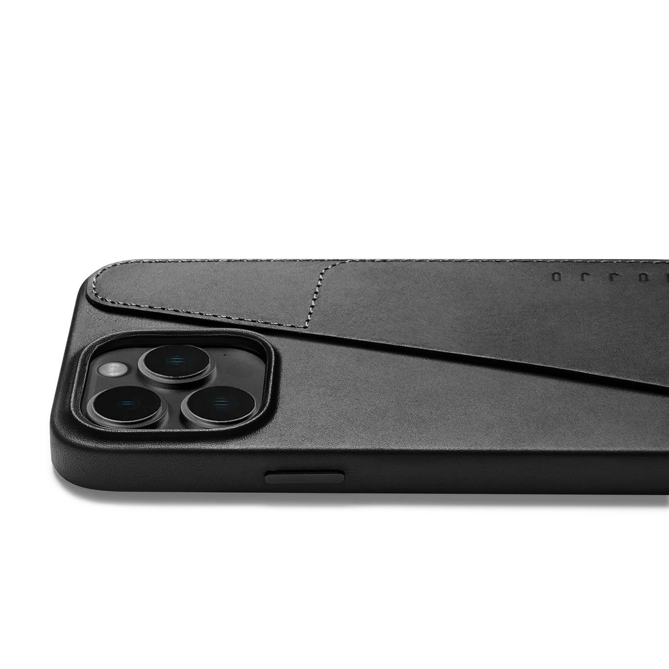 Mujjo Full Leather Wallet Case for iPhone 14 Pro Max, Black, side button