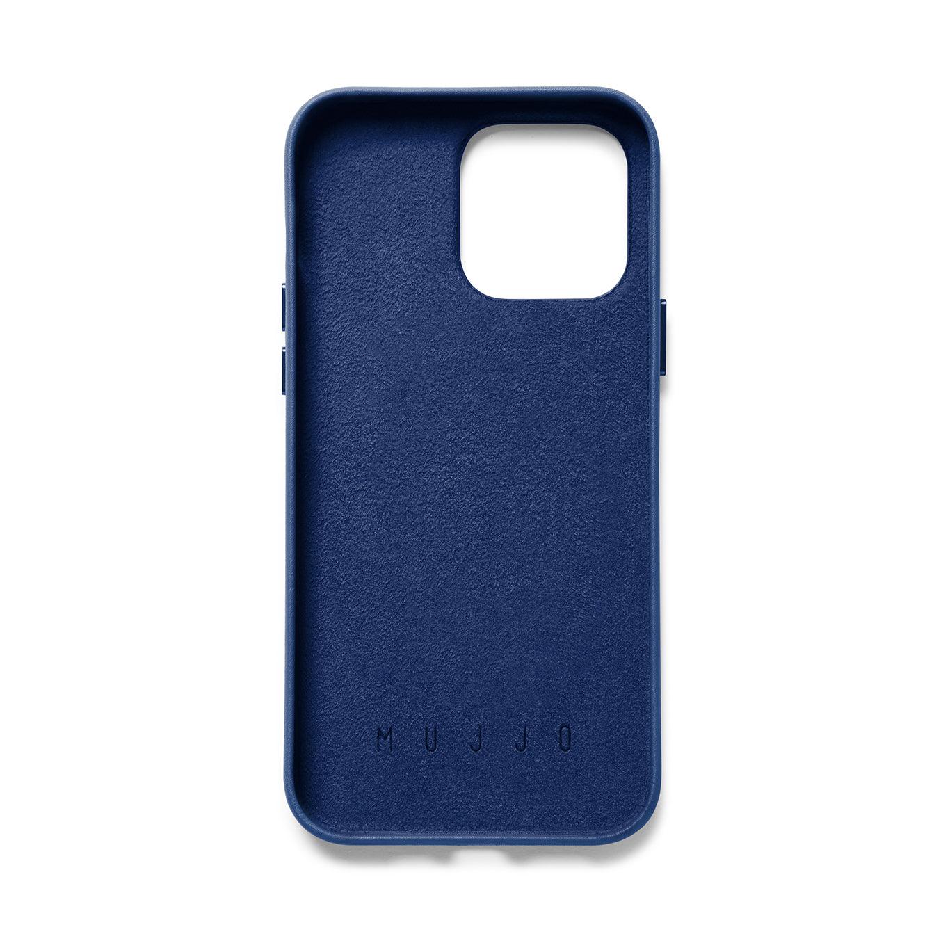 Mujjo Full Leather Wallet Case for iPhone 14 Pro Max, Monaco Blue