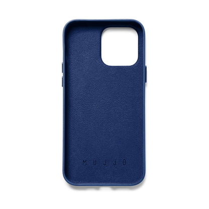 Mujjo Full Leather Wallet Case for iPhone 14 Pro Max, Monaco Blue