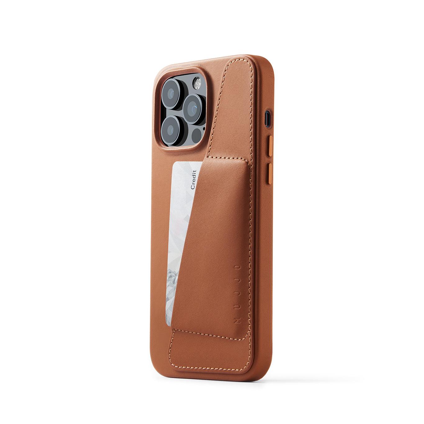 Mujjo Full Leather Wallet Case for iPhone 14 Pro Max, Tan