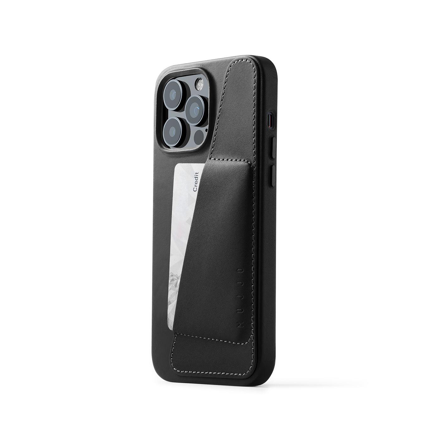 Mujjo Full Leather Wallet Case for iPhone 14 Pro Max, Black