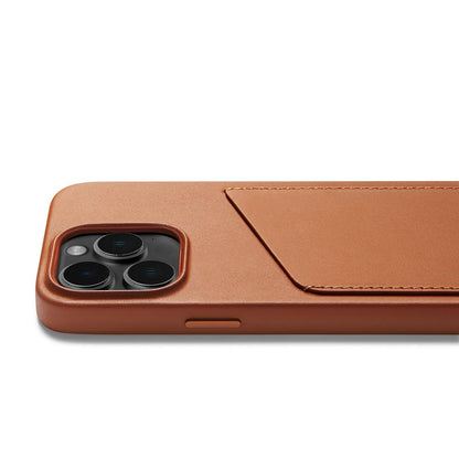 Mujjo Full Leather Wallet Case for iPhone 14 Pro, Tan, side button