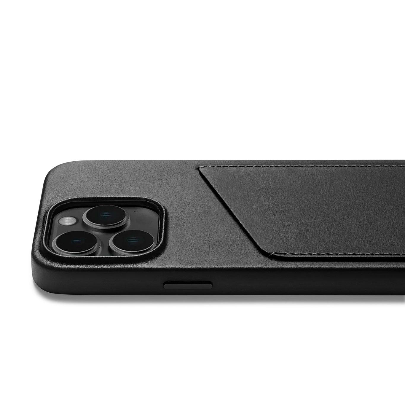Mujjo Full Leather Wallet Case for iPhone 14 Pro, Black, side button