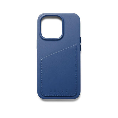 Mujjo Full Leather Wallet Case for iPhone 14 Pro, Monaco Blue
