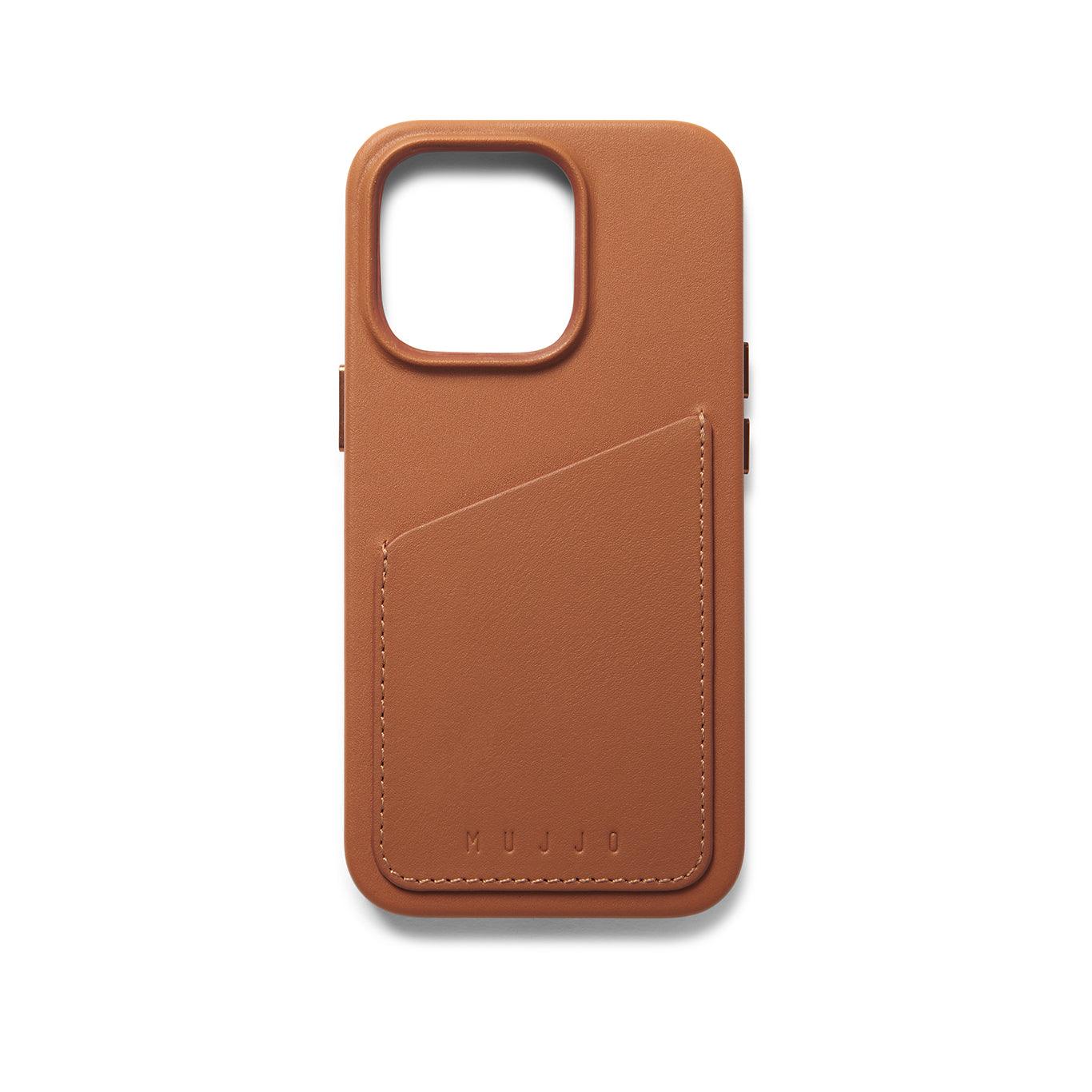 Mujjo Full Leather Wallet Case for iPhone 14 Pro, Tan