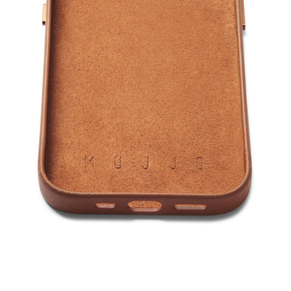 Mujjo Full Leather Wallet Case for iPhone 14 Pro, Tan