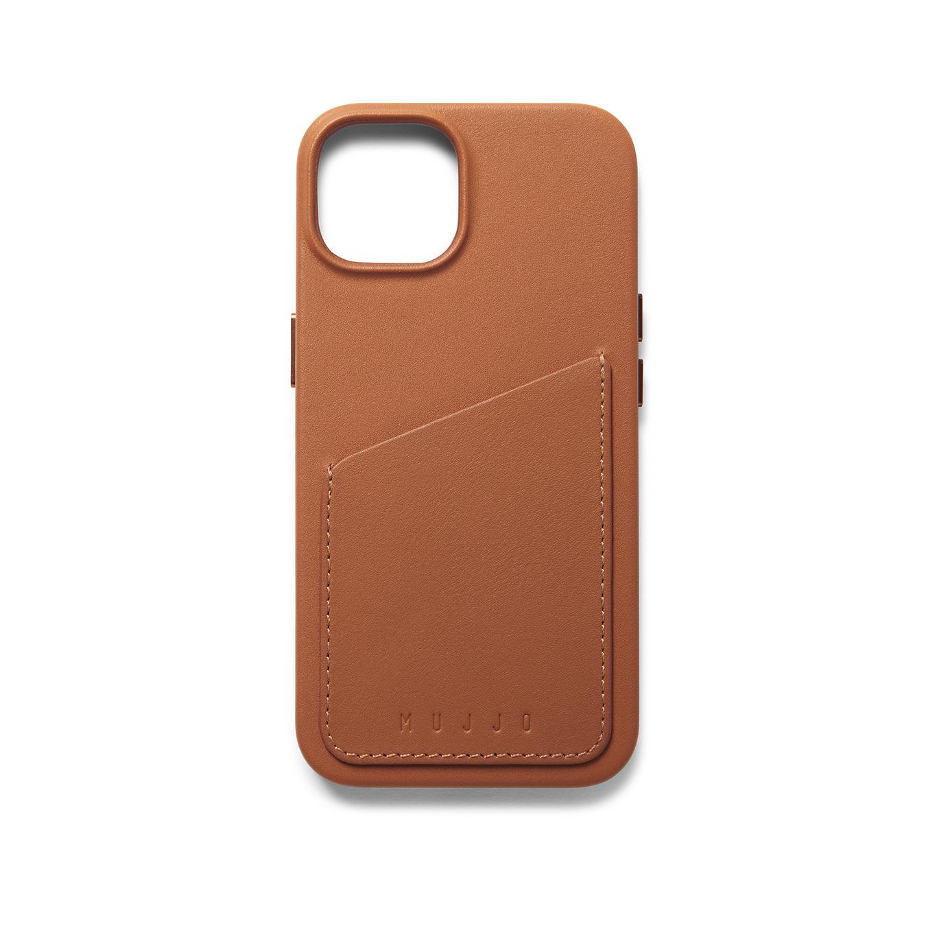 Mujjo Full Leather Wallet Case for iPhone 14, Tan