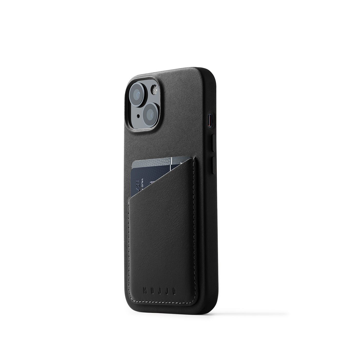 Mujjo Full Leather Wallet Case for iPhone 14, Black