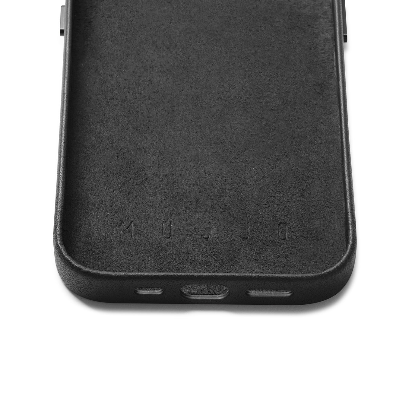 Mujjo Full Leather Wallet Case for iPhone 14, Black