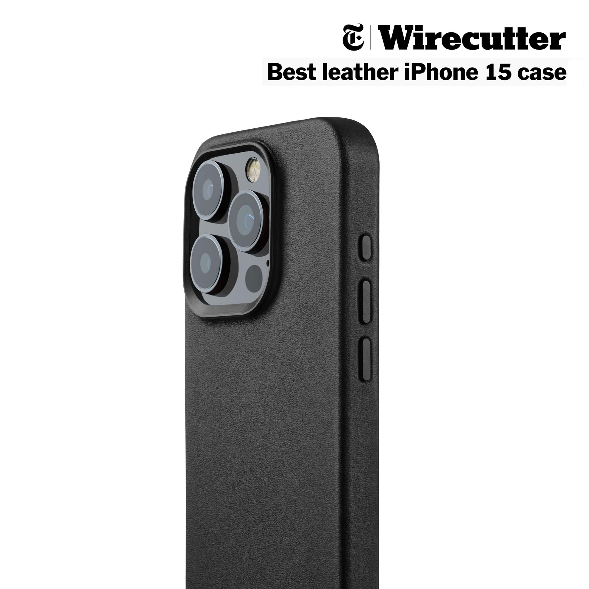 Mujjo Full Leather Case for iPhone 15 Pro, Black